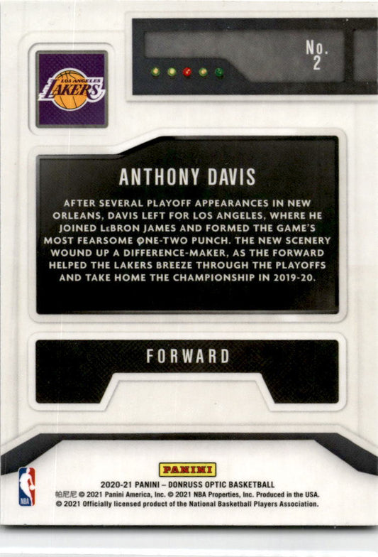 2020-21 Donruss Optic T-Minus 3...2...1 #2 Anthony Davis Los Angeles Lakers