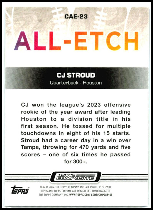 2023 Topps Composite Chrome All-Etch #CAE-23 CJ Stroud Houston Texans
