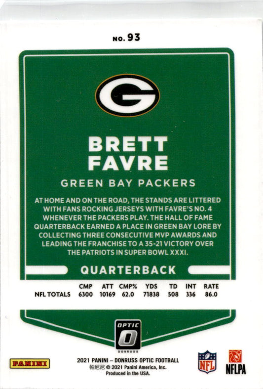 2021 Donruss Optic #93 Brett Favre Green Bay Packers