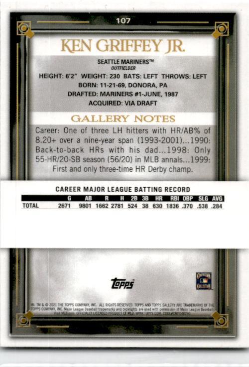 2021 Topps Gallery #107 Ken Griffey Jr. Seattle Mariners