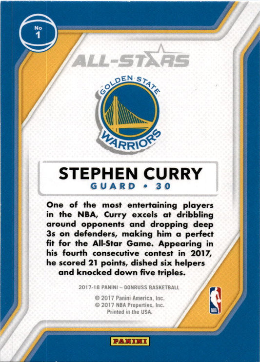 2017-18 Donruss All Stars #1 Stephen Curry Golden State Warriors