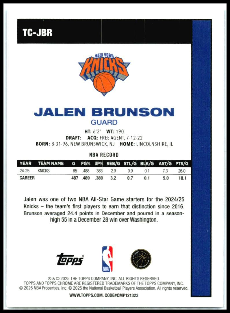2025-26 Topps 1980-81 Topps Chrome Blue Mojo /150 #TC-JBR Jalen Brunson Knicks