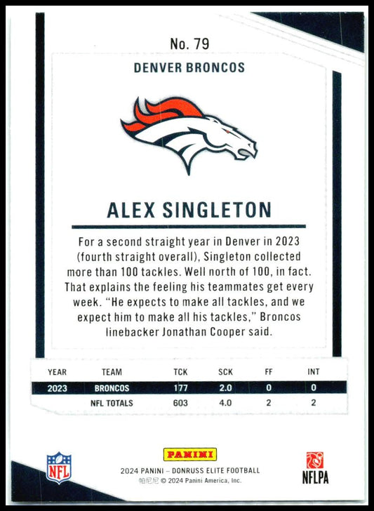 2024 Donruss Elite Green Disco #79 Alex Singleton Denver Broncos