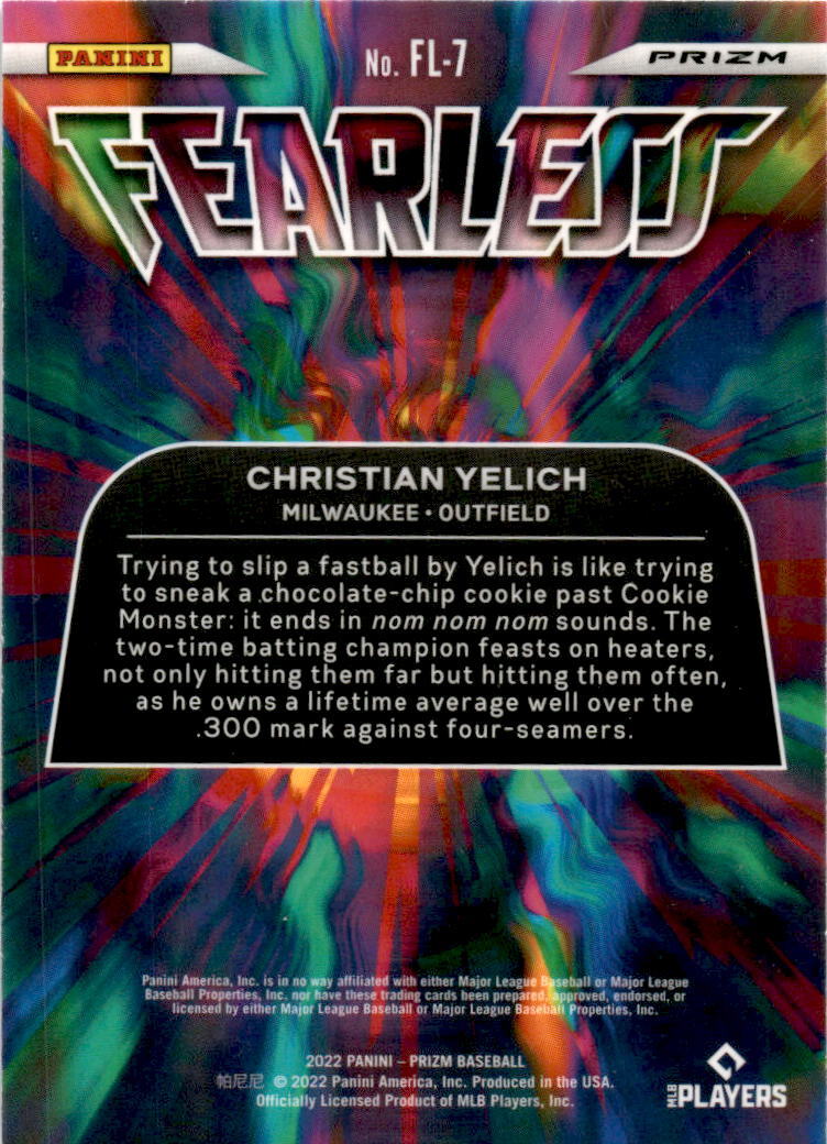 2022 Panini Prizm Fearless Silver Prizm #FL-7 Christian Yelich Milwaukee Brewers