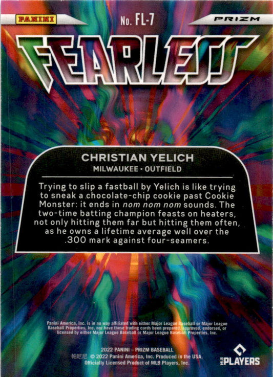 2022 Panini Prizm Fearless Silver Prizm #FL-7 Christian Yelich Milwaukee Brewers
