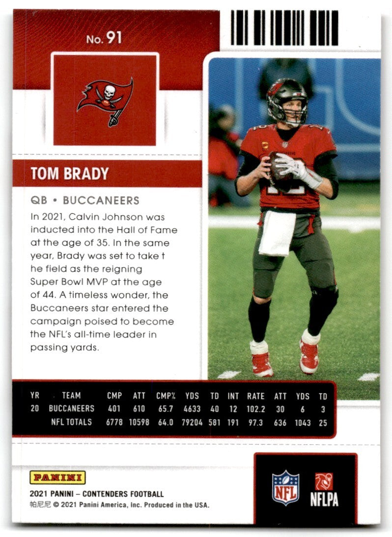 2021 Panini Contenders Tom Brady Tampa Bay Buccaneers #91