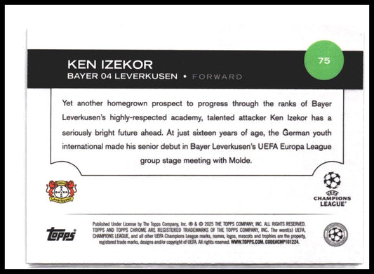 Ken Izekor #75 2024-25 Topps UEFA Club Competitions Rookie RC