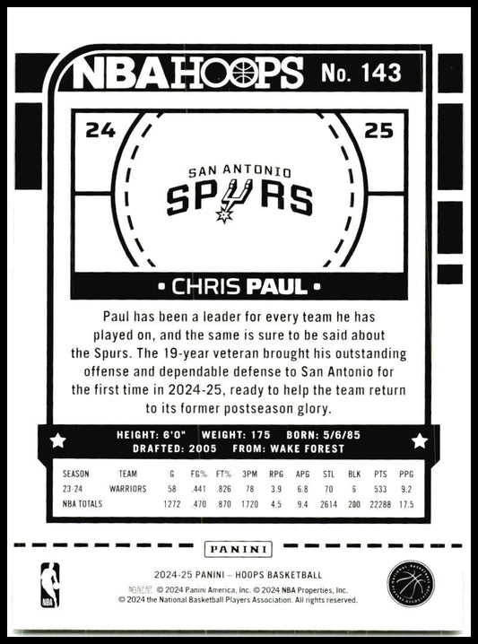2024-25 Hoops #143 Chris Paul San Antonio Spurs