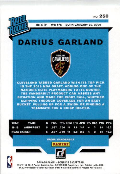 2019-20 Donruss #250 Darius Garland Rookie Cleveland Cavaliers