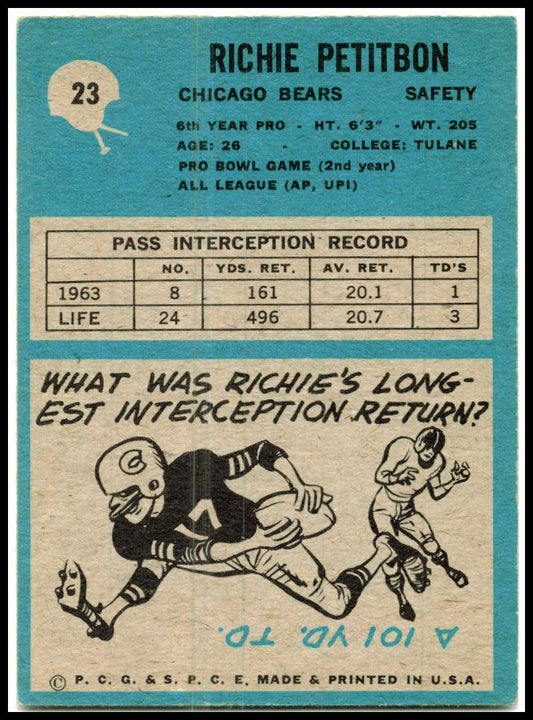 1964 Philadelphia #23 Richie Petitbon Chicago Bears