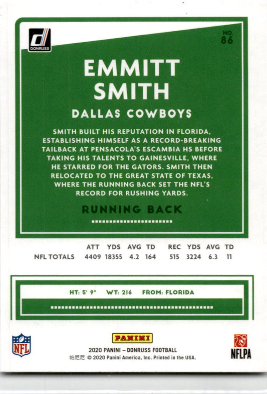2020 Donruss #86 Emmitt Smith Dallas Cowboys