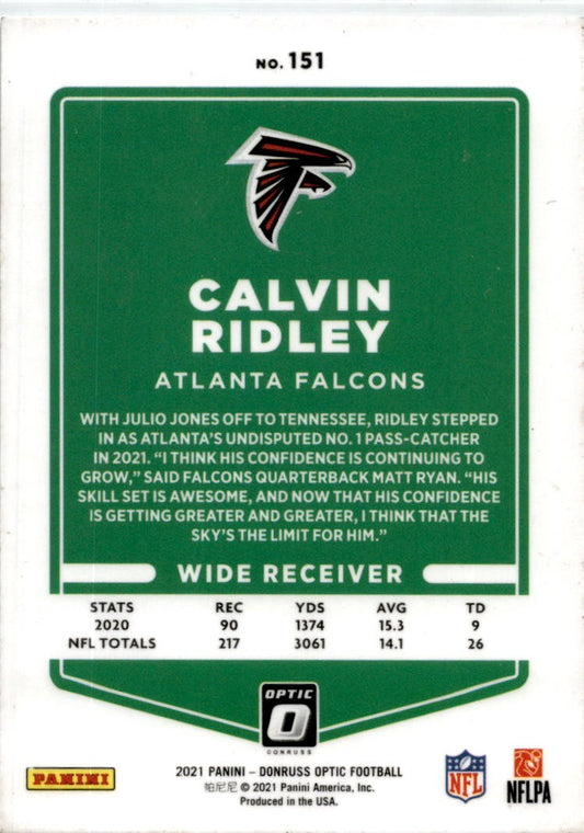 2021 Donruss Optic #151 Calvin Ridley Atlanta Falcons