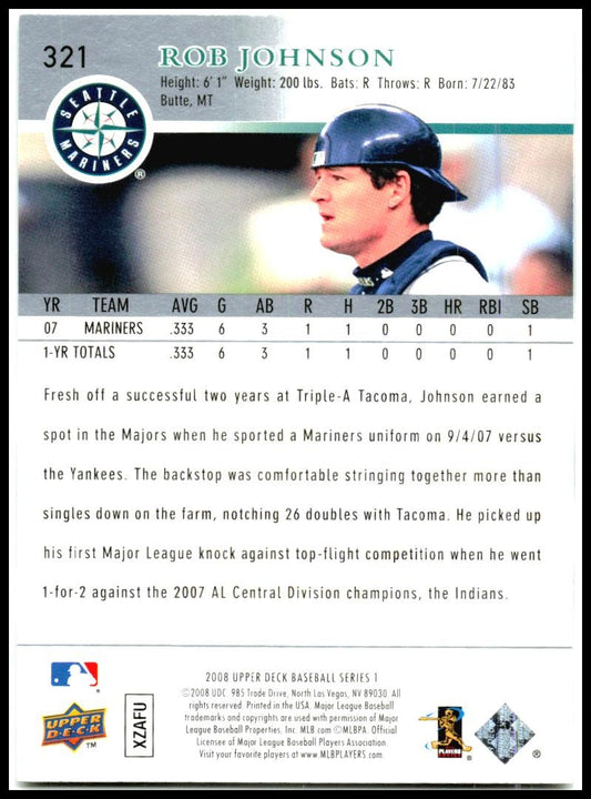 2008 Upper Deck #321 Rob Johnson Seattle Mariners