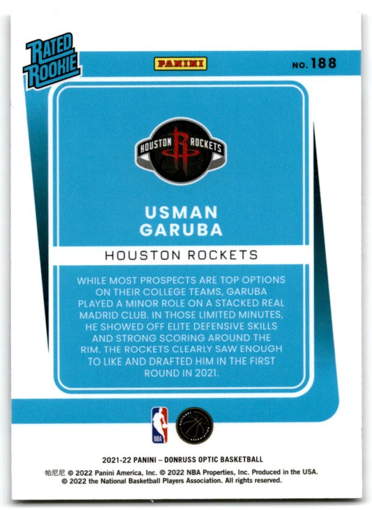 2021-22 Donruss Optic Rated Rookie Usman Garuba Rookie Houston Rockets #188