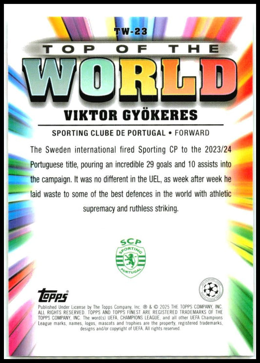 2024-25 Topps Finest UEFA Top of the World #TW-23 Viktor Gyokeres