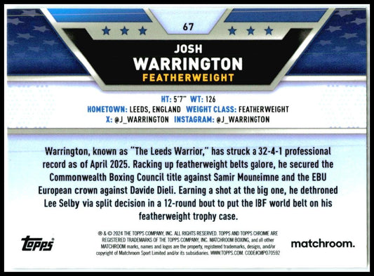 2024 Topps Chrome Boxing Prism #67 Josh Warrington