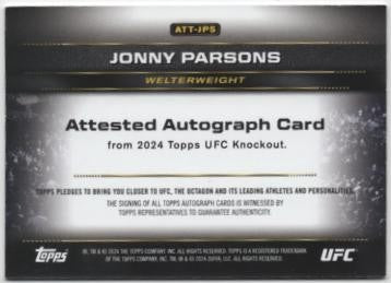 Jonny Parsons #ATT-JPS 2024 Topps Knockout UFC Auto
