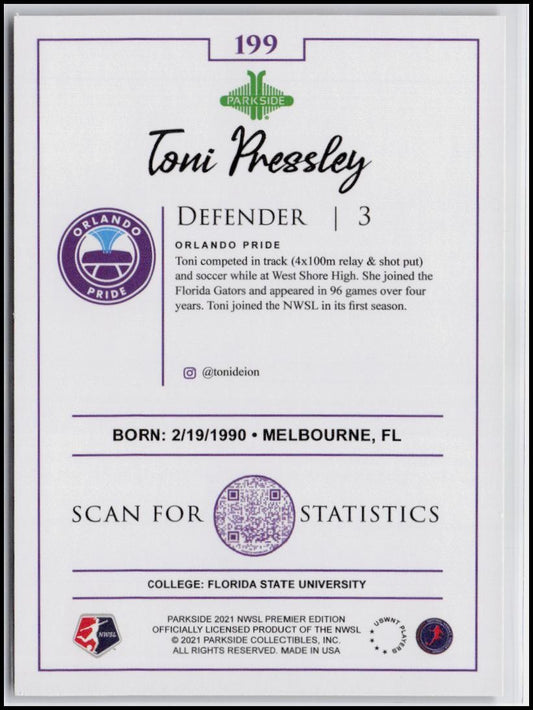 2021 Parkside NWSL Premier Edition #199 Toni Pressley