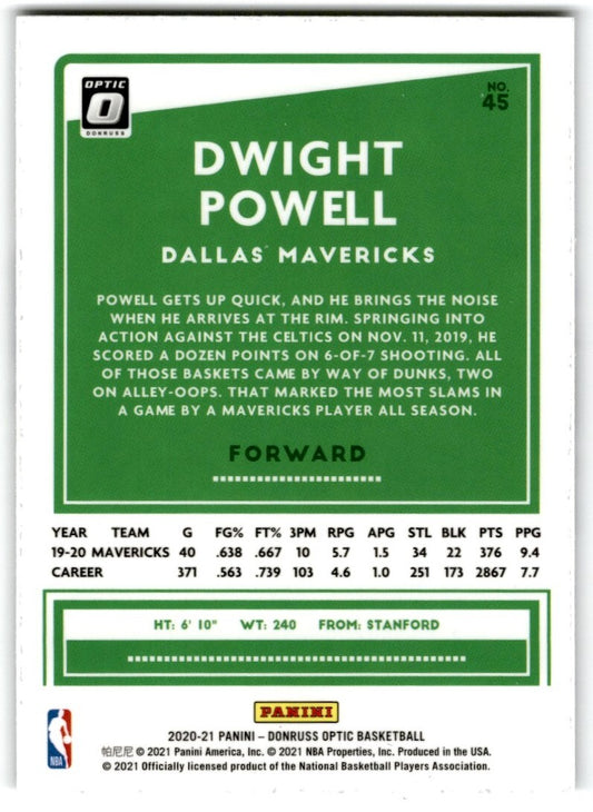 2020-21 Donruss Optic Dwight Powell Dallas Mavericks #45