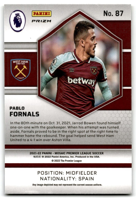 2022 Panini Mosaic Premier League Reactive Gold Pablo Fornals West Ham United