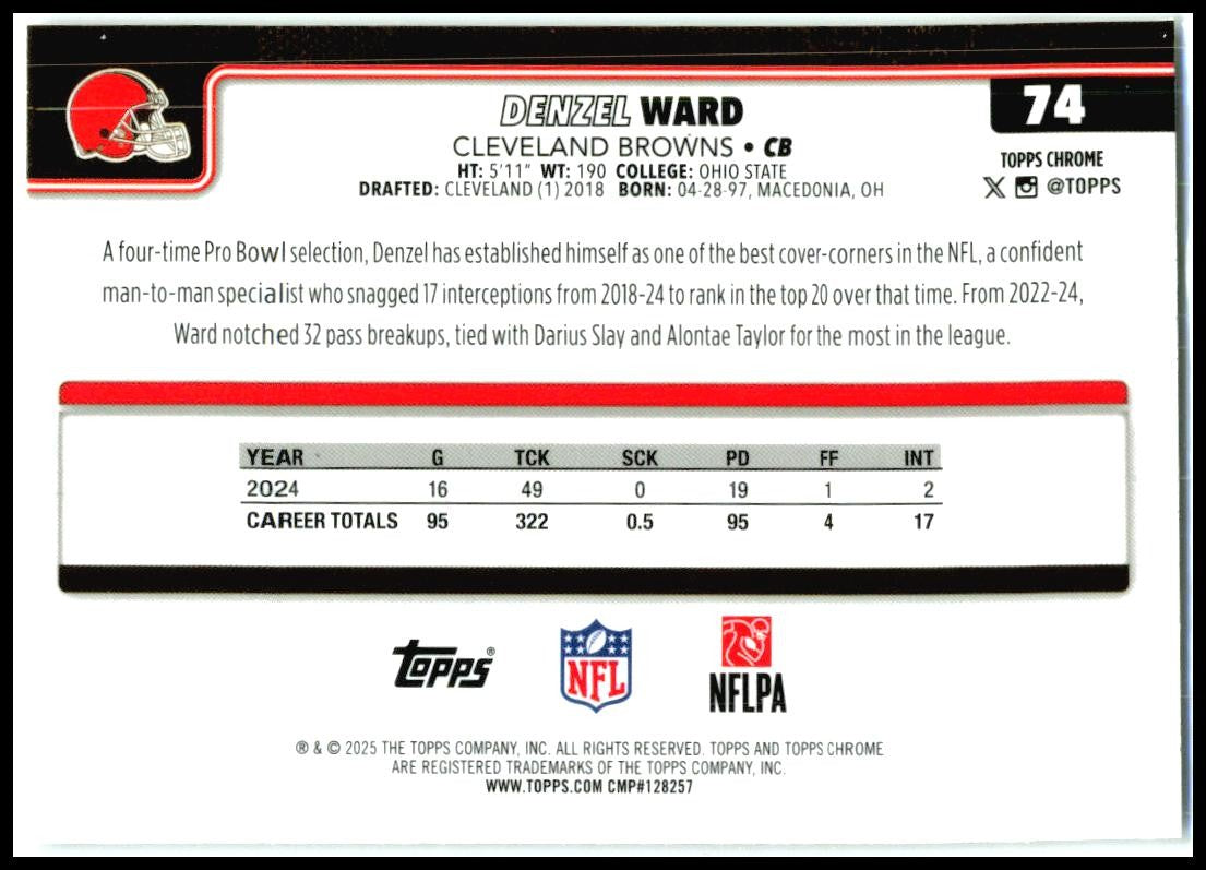 2025 Topps Chrome Prism #74 Denzel Ward