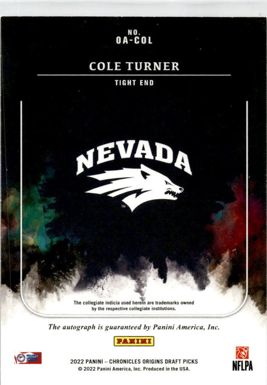 2022 Origins Draft Picks Auto #OA-COL Cole Turner Nevada Wolfpack / Washington