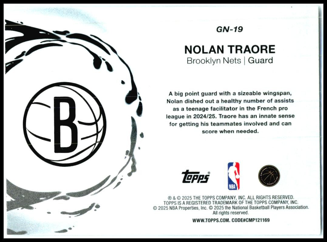 2025-26 Topps Generation Now #GN-19 Nolan Traore Brooklyn Nets