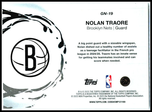 2025-26 Topps Generation Now #GN-19 Nolan Traore Brooklyn Nets