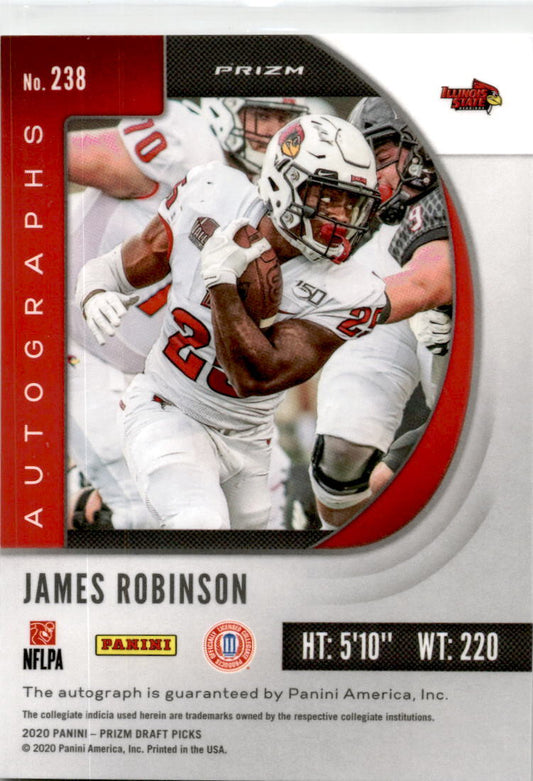 2020 Prizm Draft Picks Silver #238 James Robinson Auto Illinois St / Giants