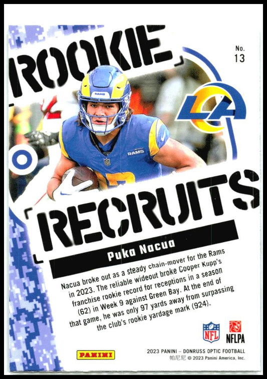 2023 Donruss Optic Rookie Recruits #13 Puka Nacua Los Angeles Rams