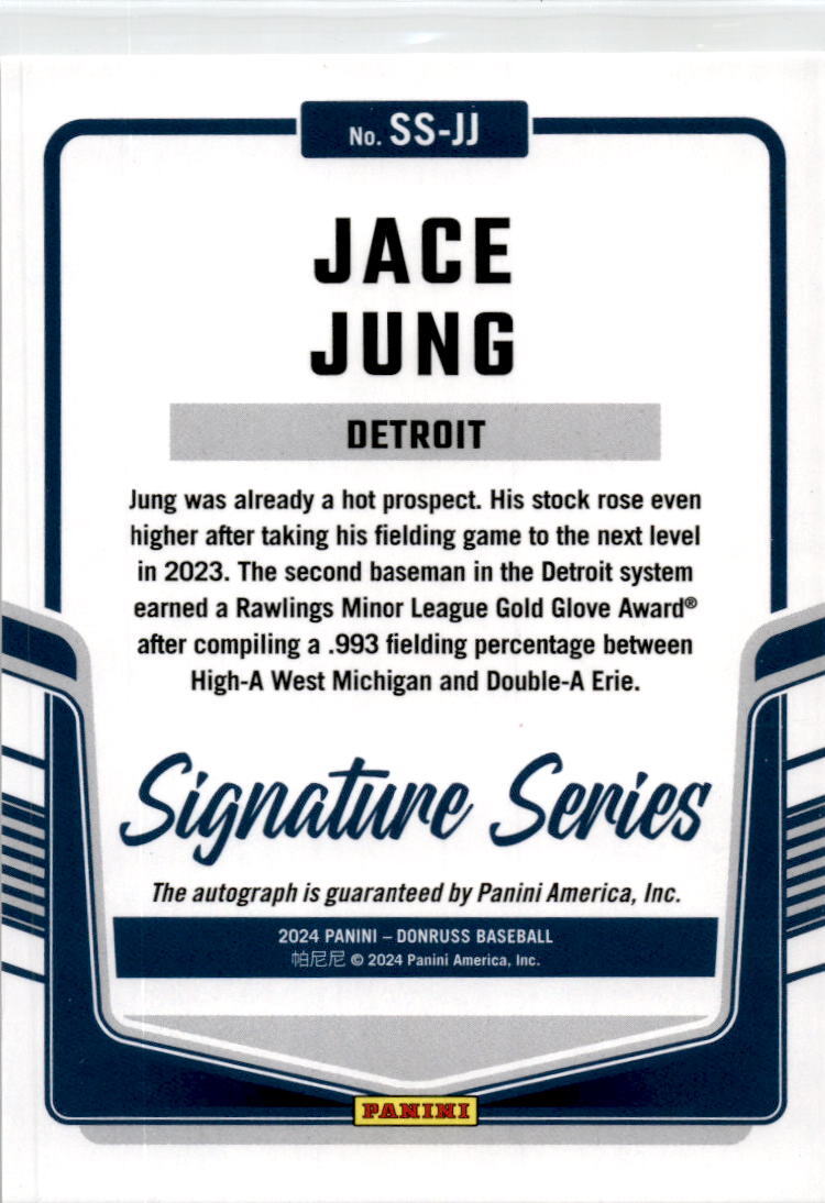 2024 Donruss Signature Series Laser #SS-JJ Jace Jung Auto Detroit Tigers