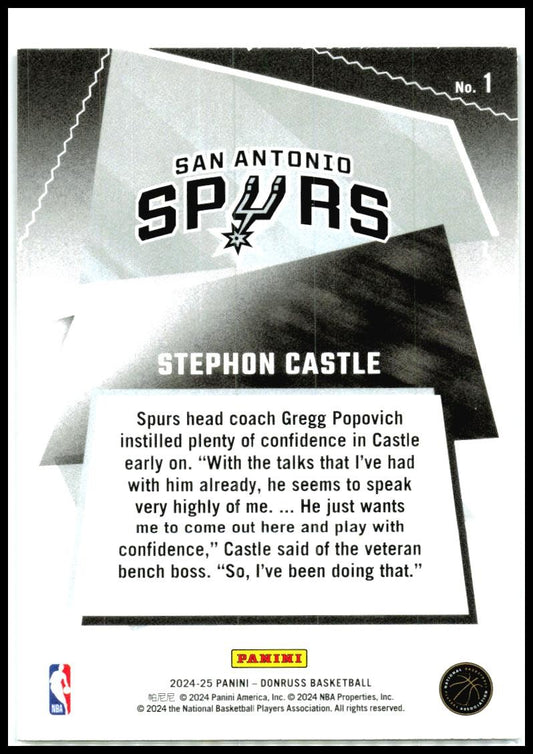 2024-25 Donruss Great X-Pectations #1 Stephon Castle San Antonio Spurs
