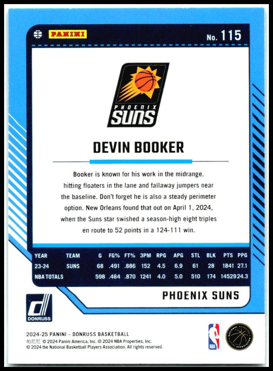 2024-25 Donruss Holo Green Laser #115 Devin Booker Phoenix Suns
