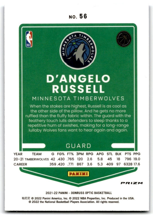 2021-22 Blue Velocity Prizm D'Angelo Russell Minnesota Timberwolves #56