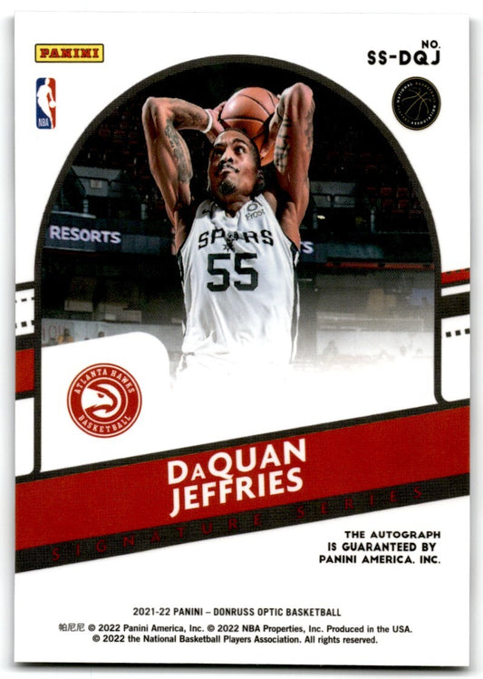 2021-22 Donruss Optic Signature Series DaQuan Jeffries Auto Atlanta Hawks