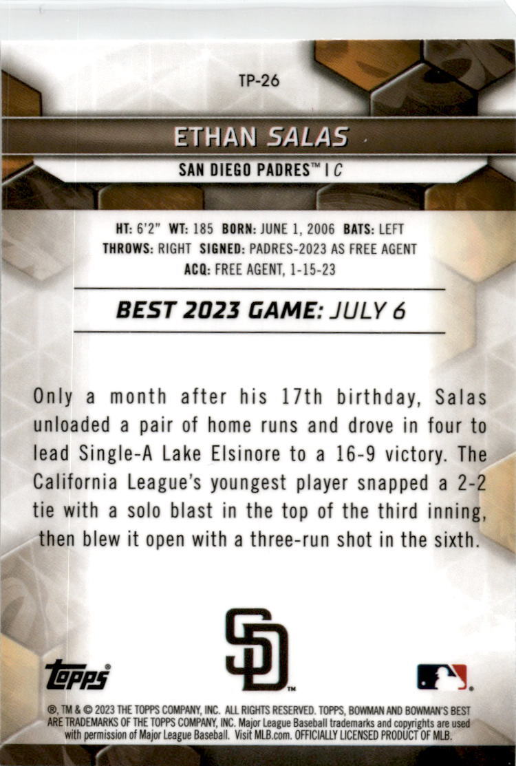 2023 Bowman's Best Top Prospects #TP-26 Ethan Salas San Diego Padres