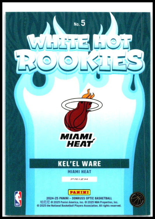 2024-25 Donruss Optic White Hot Rookies #5 Kel'el Ware Miami Heat