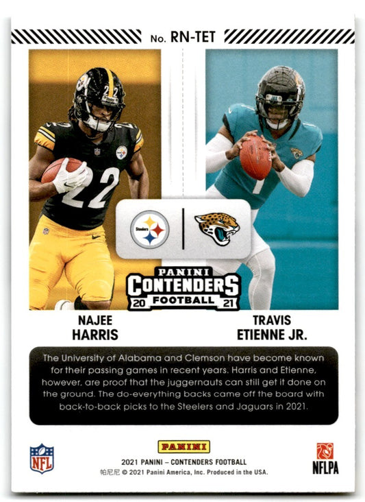 2021 Panini Contenders Round Numbers Travis Etienne Jr./Najee Harris Pittsburgh