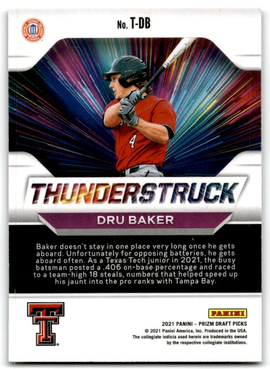 2021 Panini Prizm Draft Picks Thunderstruck Dru Baker Rookie Texas Tech Red