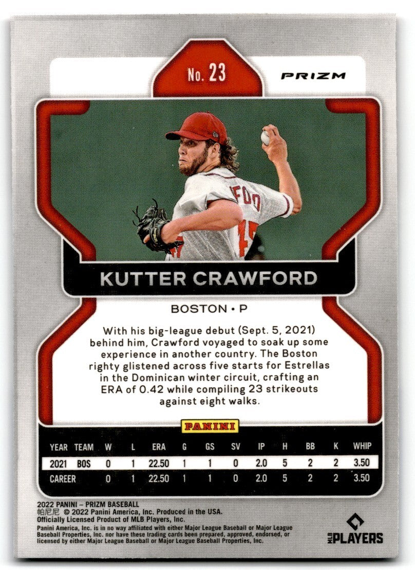 2022 Panini Prizm Red/White/Blue Kutter Crawford Rookie Boston Red Sox #23