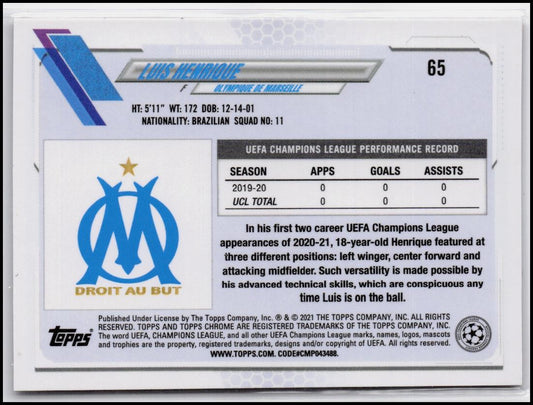 2020-21 Topps Chrome UEFA Champions League #65 Luis Henrique Pink X-Fractor