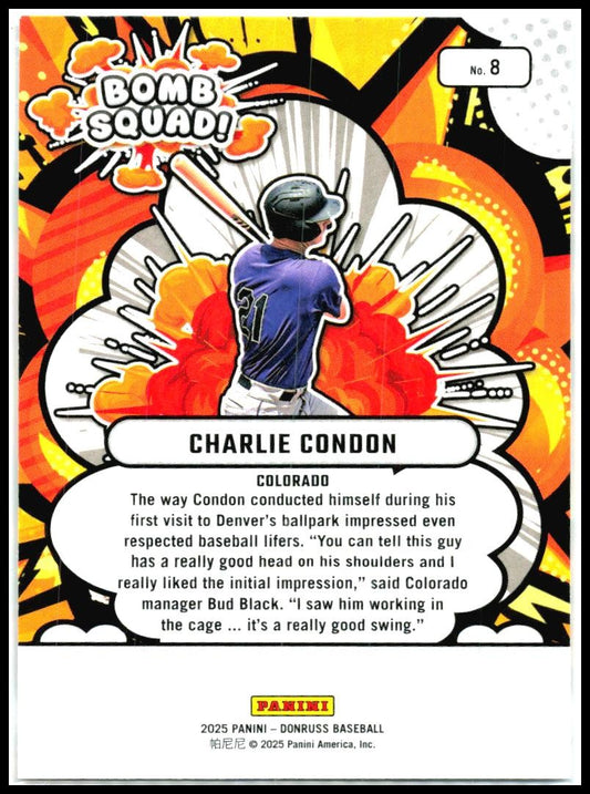 2025 Donruss Bomb Squad #8 Charlie Condon Rockies