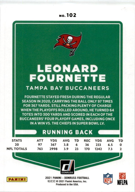 2021 Donruss #102 Leonard Fournette Tampa Bay Buccaneers