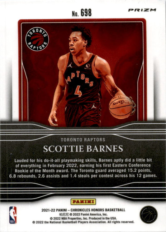 2021-22 Panini Chronicles Silver #698 Scottie Barnes RC Toronto Raptors