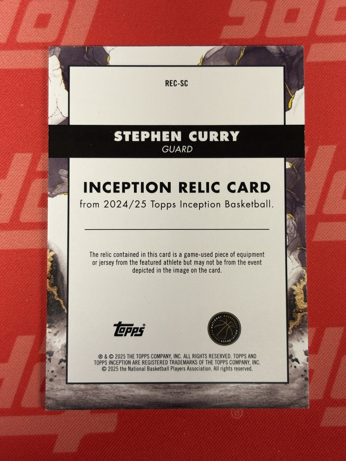 2024-25 Topps Inception Relic Game Worn Red /75 #REC-SC Stephen Curry Warriors