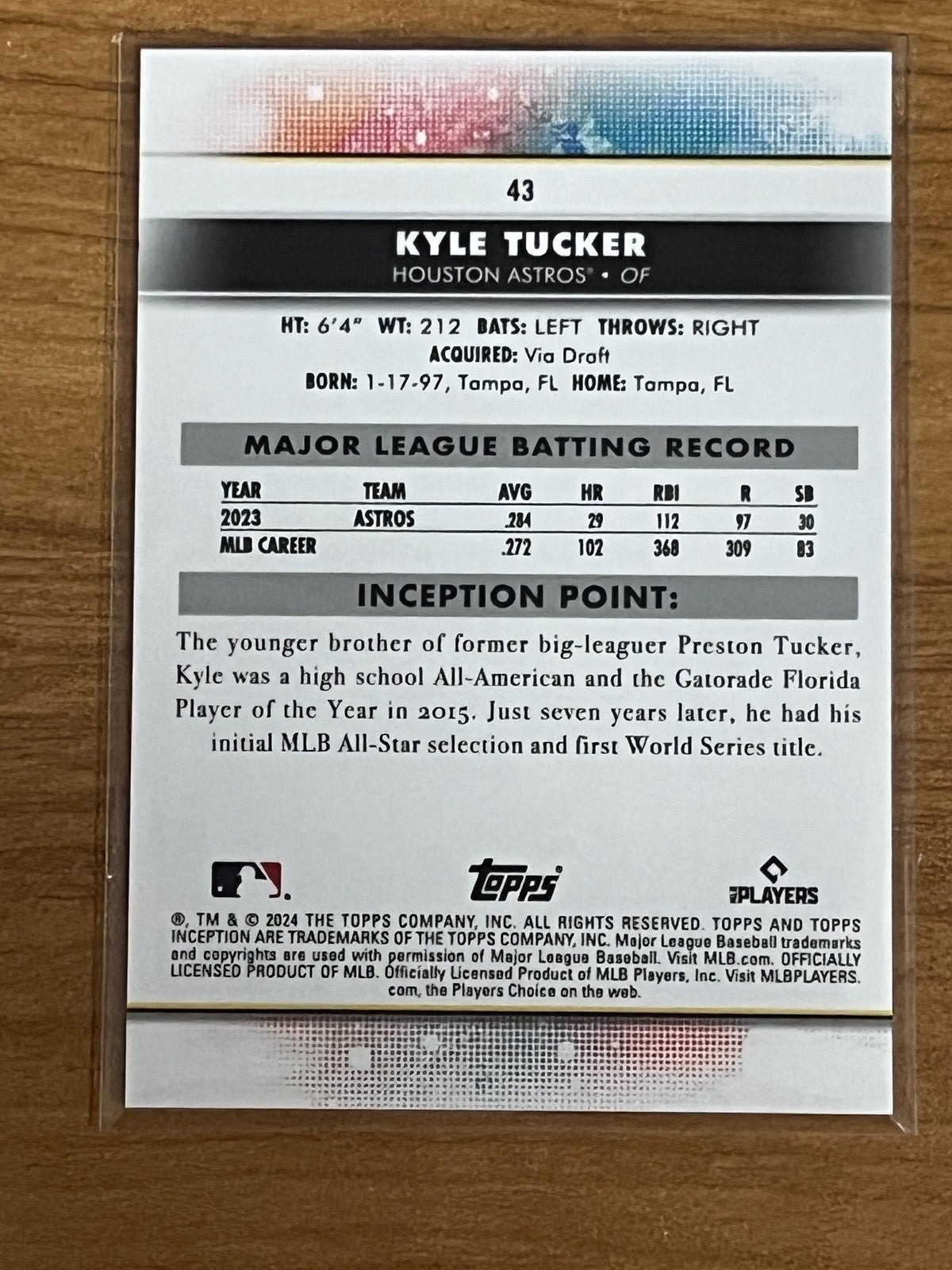 2024 topps inception #43 Kyle Tucker Astros