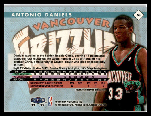 1998 Fleer Tradition #53 Antonio Daniels