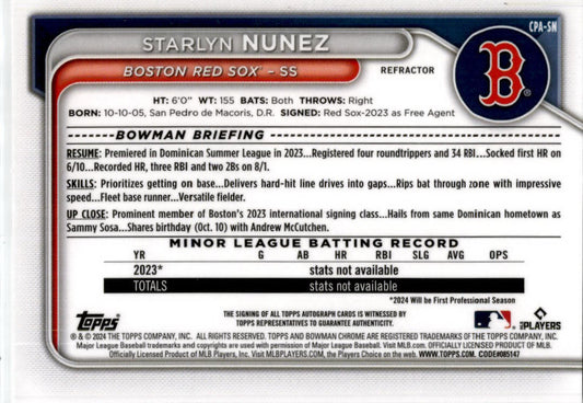 2024 Bowman Chrome Refractors #CPA-SN Starlyn Nunez