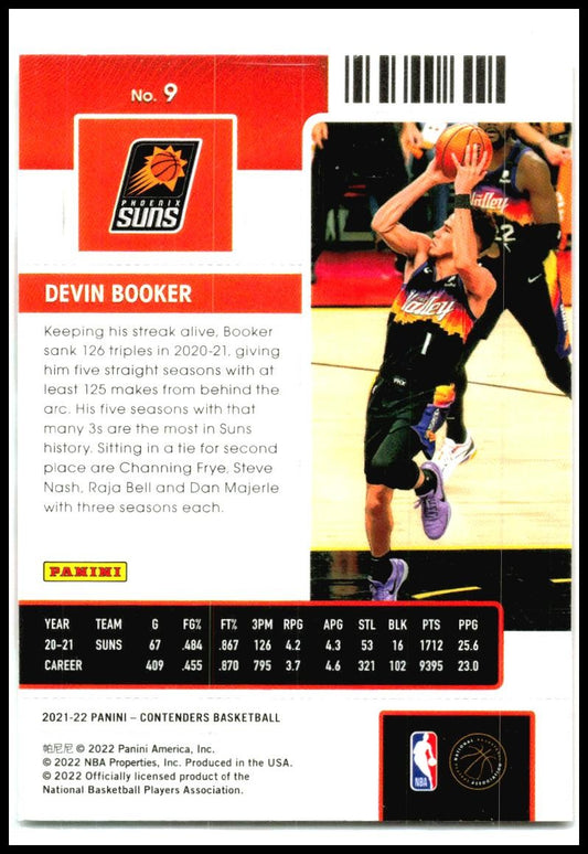 2021-22 Panini Contenders Game Ticket Green #9 Devin Booker Phoenix Suns
