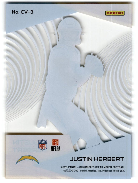 2020 Panini Chronicles Clear Vision Rookies Justin Herbert Rookie Los Angeles
